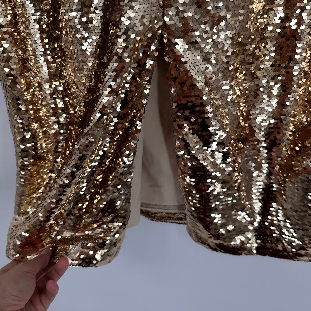 MARIE OLIVER NWT Wray Midi Skirt in Gold Sequin // 2 - Picture 11 of 15